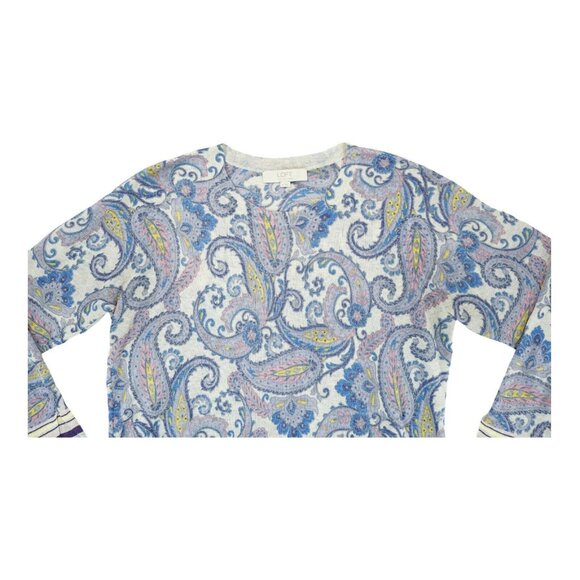 LOFT Women's Italian Yarn Purple Sweater Paisley Pattern Size XL ~ Lightweight - Picture 3 of 5